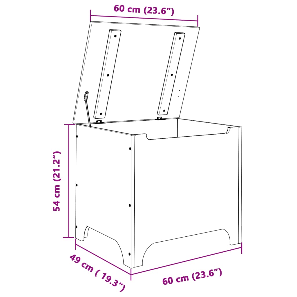 vidaXL Putekasse med lokk RANA 60x49x54 cm heltre furu