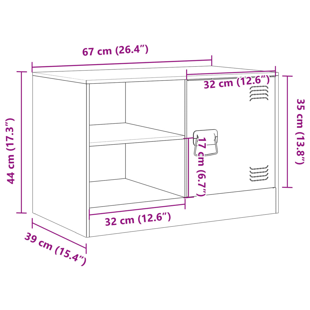 vidaXL TV-benk sennepsgul 67x39x44 cm stål