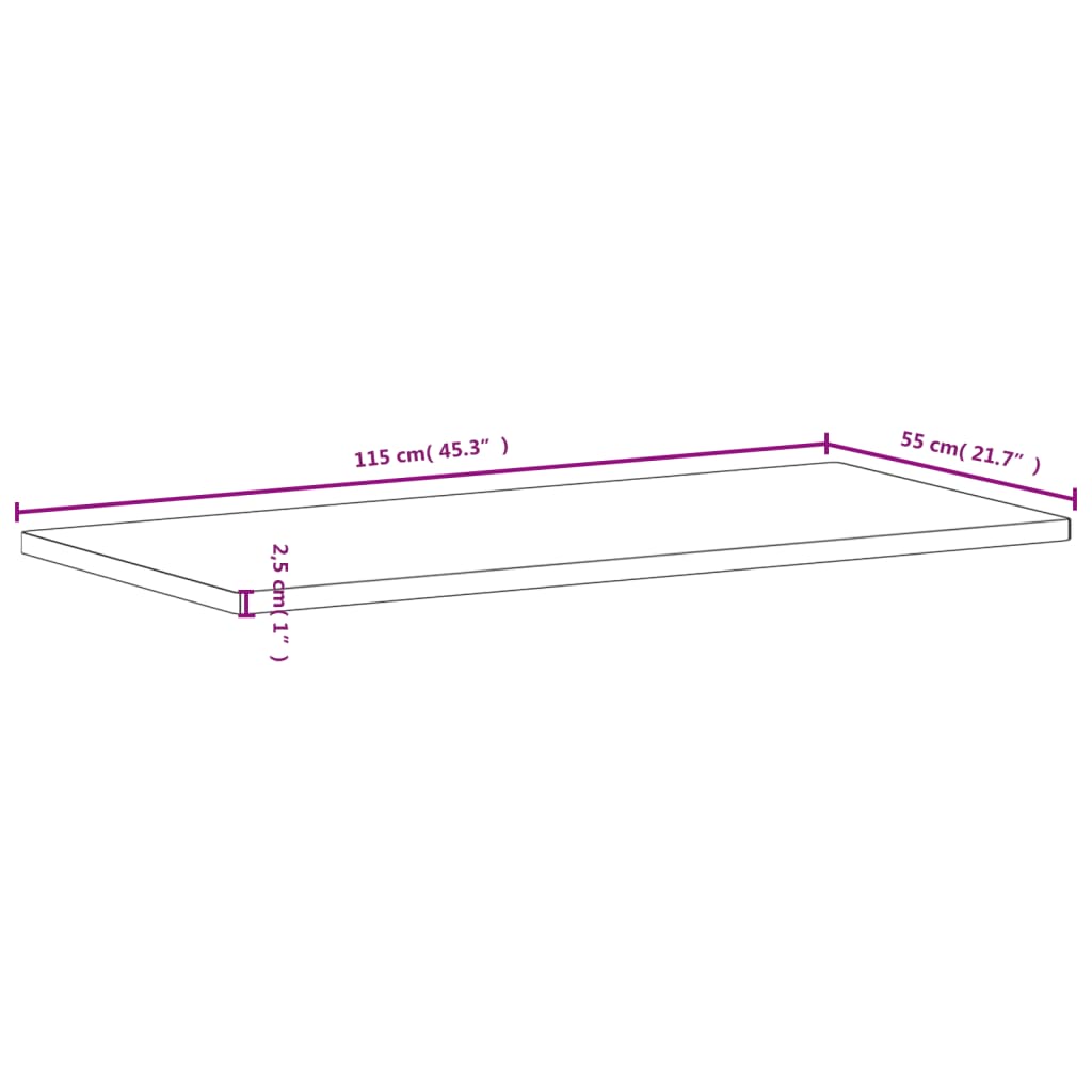 vidaXL Bordplate 115x55x2,5 cm heltre bøketre