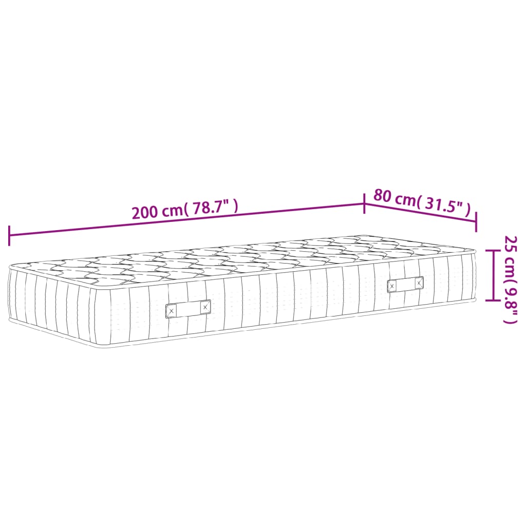 vidaXL Madrass med pocketfjær middels fast 80x200 cm