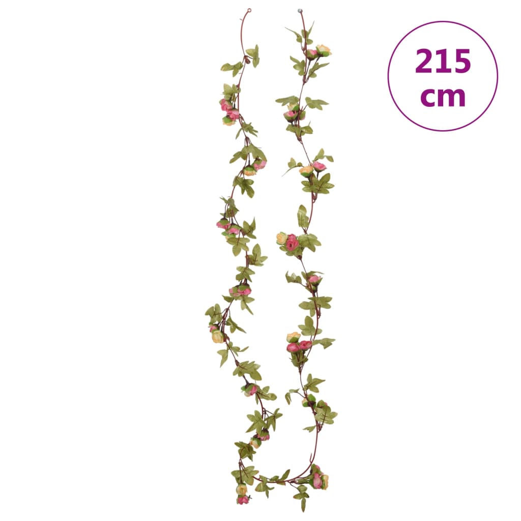 vidaXL Blomsterkranser for jul 6 stk rosa 215 cm