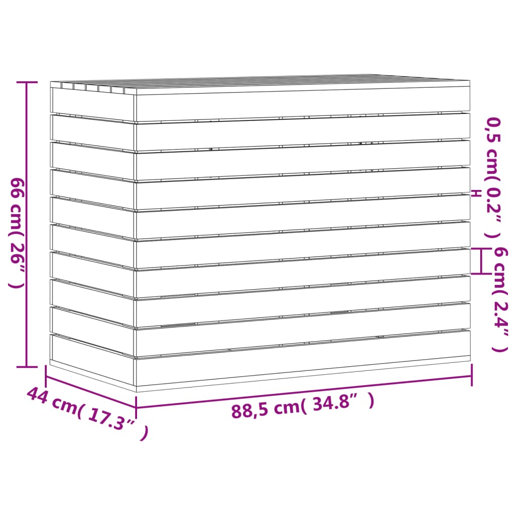 vidaXL Skittentøyskurv hvit 88,5x44x66 cm heltre furu