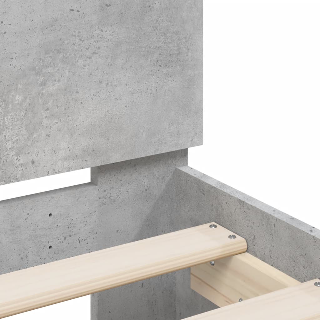 vidaXL Sengeramme med hodegavl betonggrå 140x200 cm konstruert tre