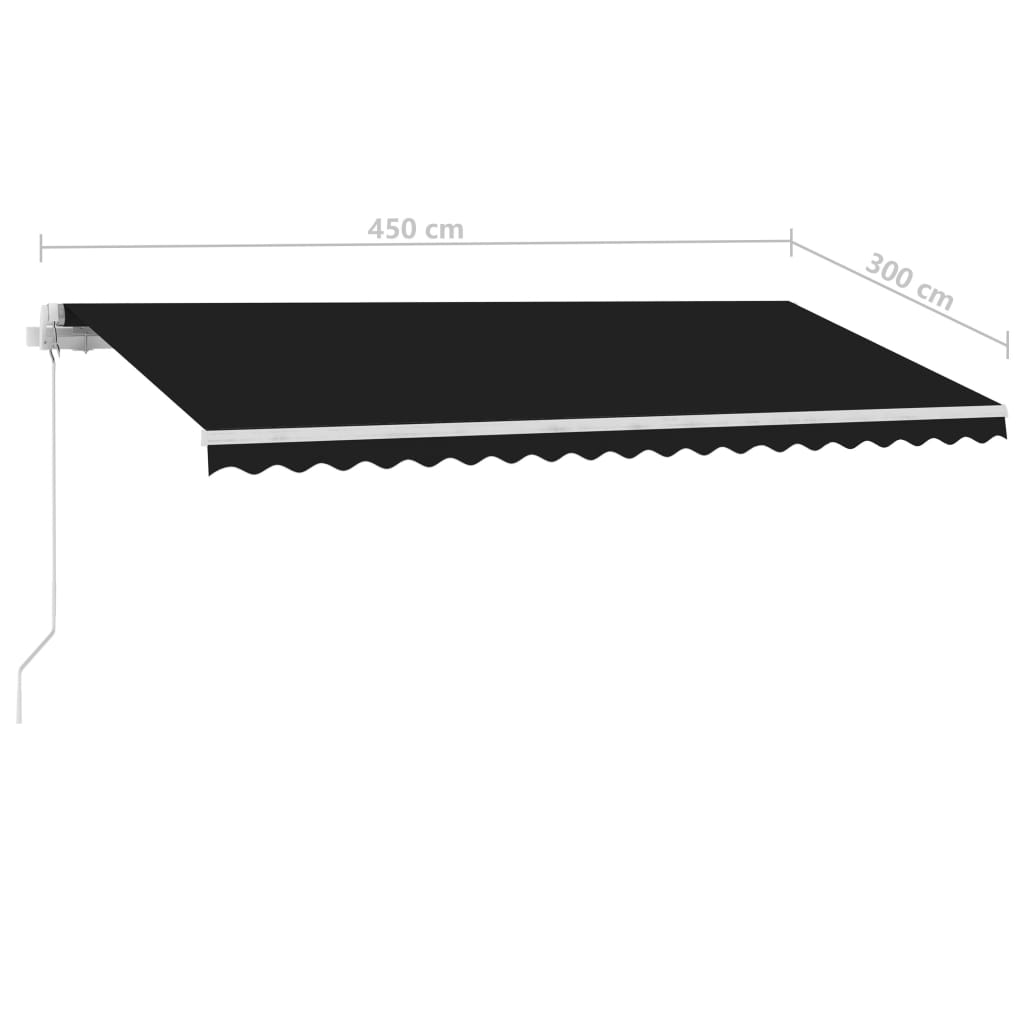 vidaXL Manuell uttrekkbar markise med LED 450x300 cm antrasitt