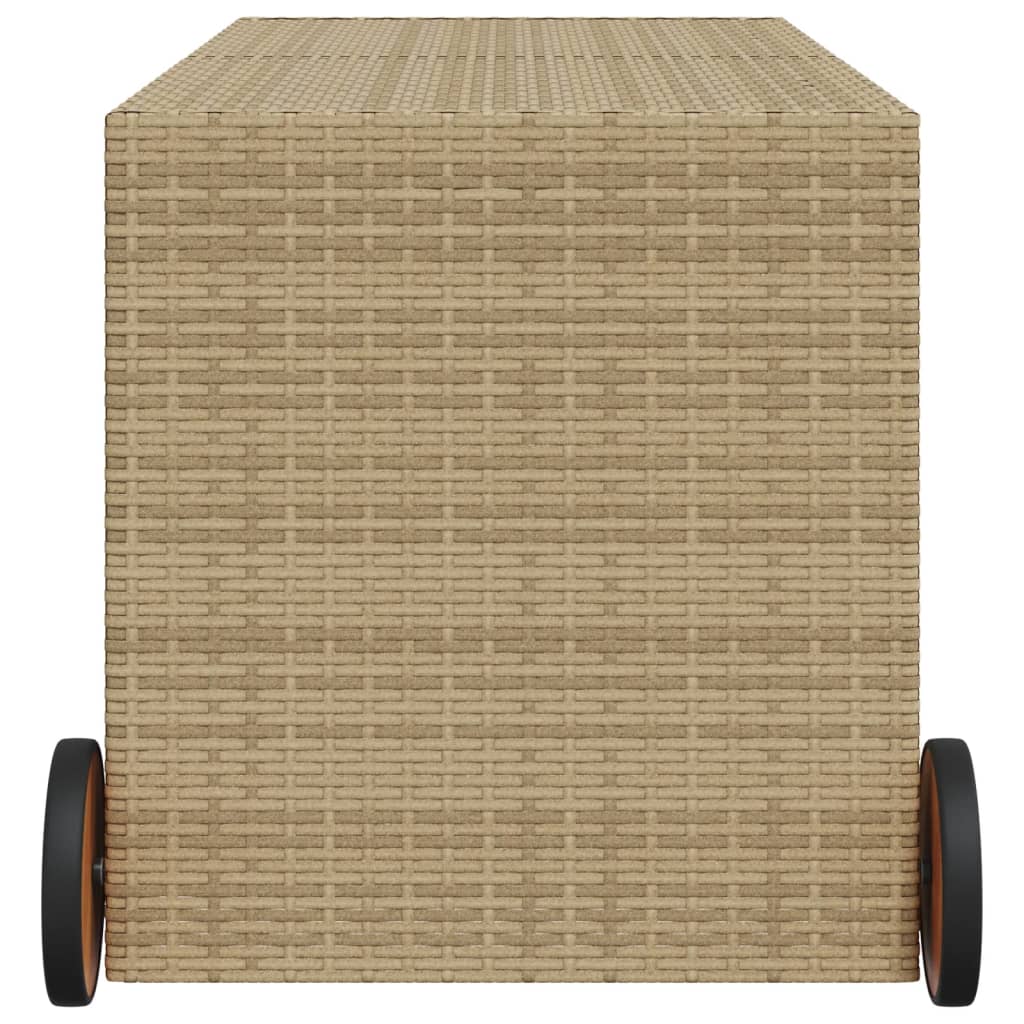 vidaXL Putekasse med hjul blandet beige 283L cm polyrotting