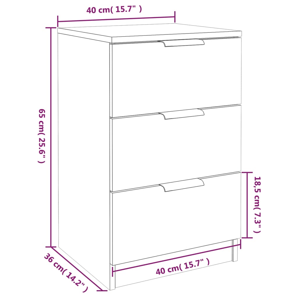 vidaXL Nattbord 2 stk svart 40x36x65 cm