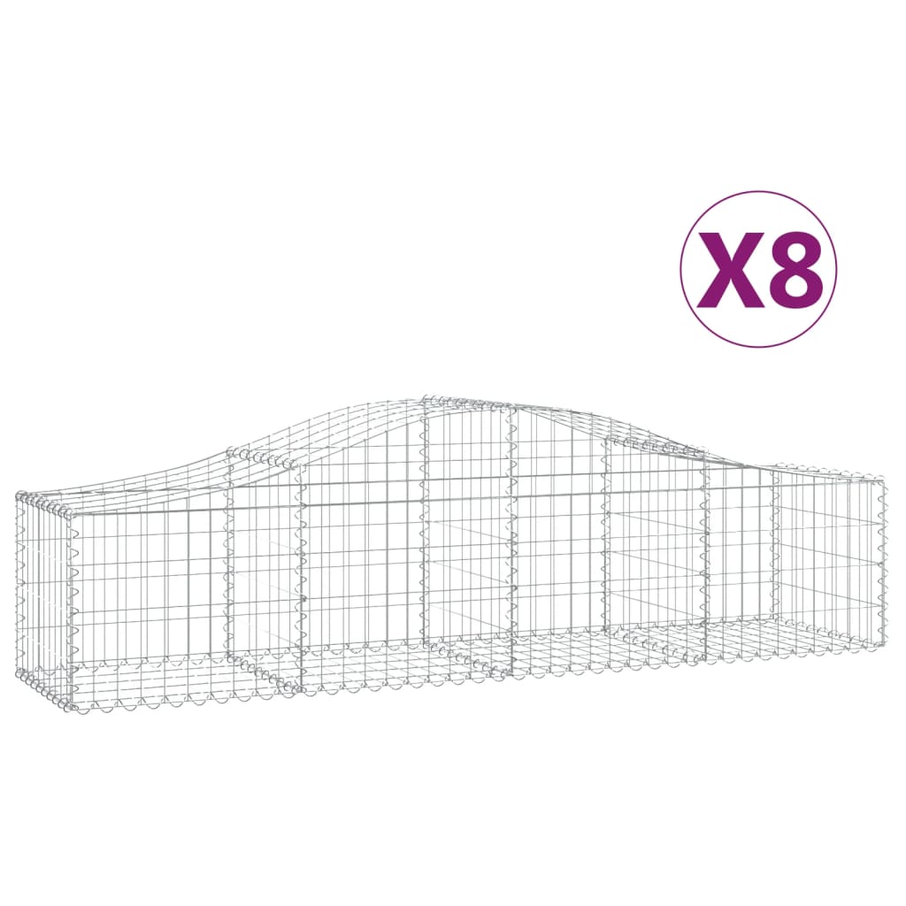 vidaXL Gabionkurver buede 8 stk 200x50x40/60 cm galvanisert jern