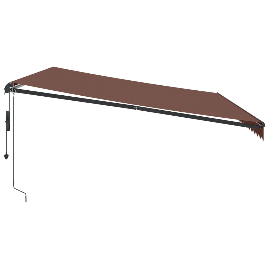 vidaXL Automatisk uttrekkbar markise med LED brun 500x300 cm