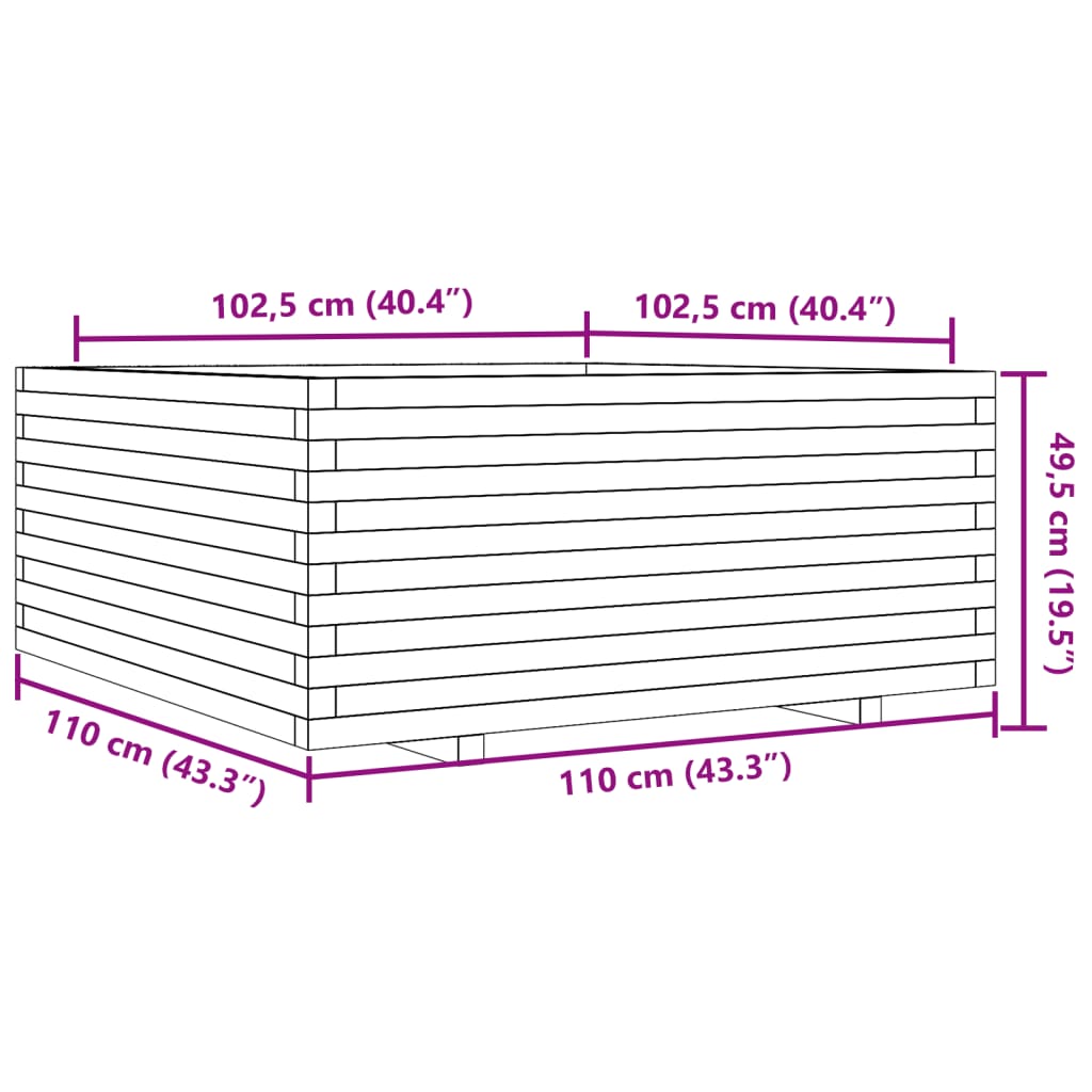 vidaXL Plantekasse 110x110x49,5 cm impregnert furu