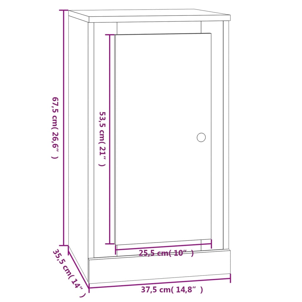 vidaXL Skjenk brun eik 37,5x35,5x67,5 cm konstruert tre