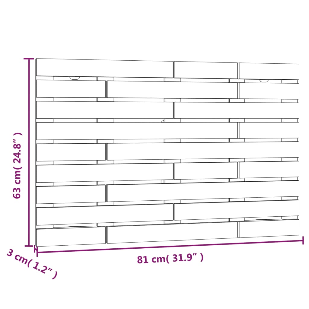 vidaXL Veggmontert hodegavl 81x3x63 cm heltre furu