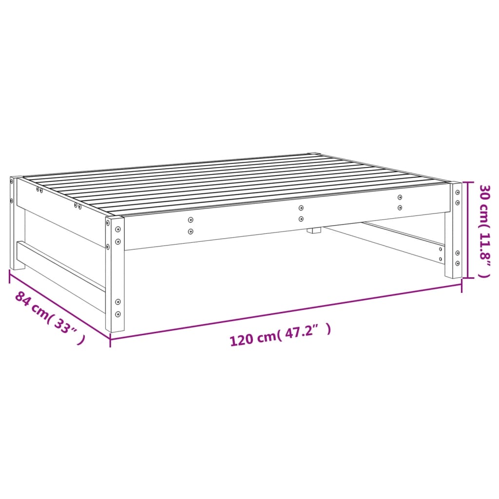 vidaXL Hagefotskammel 120x80 cm impregnert furu