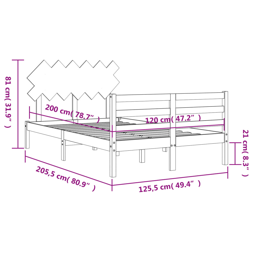 vidaXL Sengeramme med hodegavl svart 120x200 cm heltre