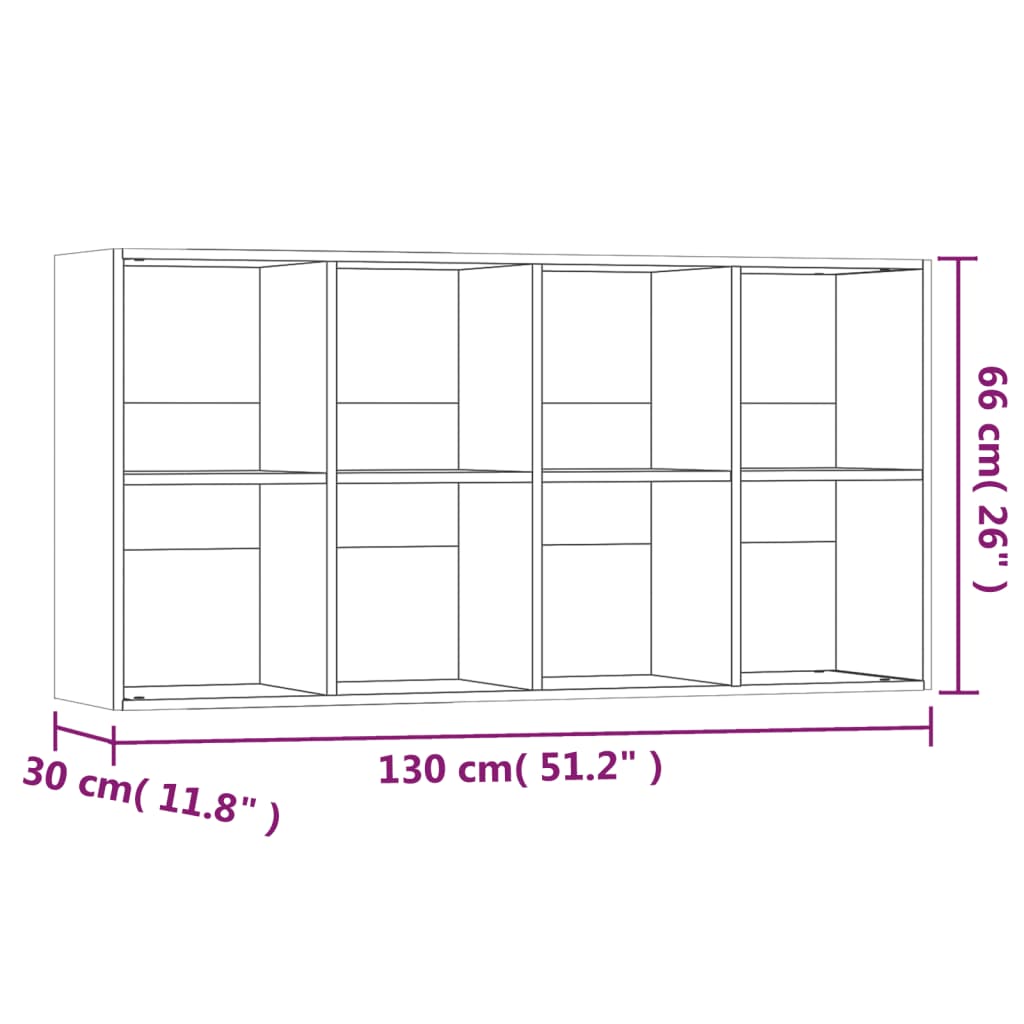 vidaXL Bokhylle/skjenk røkt eik 66x30x130 cm konstruert tre