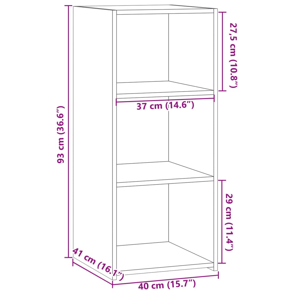 vidaXL Skjenk hvit 40x41x93 cm konstruert tre