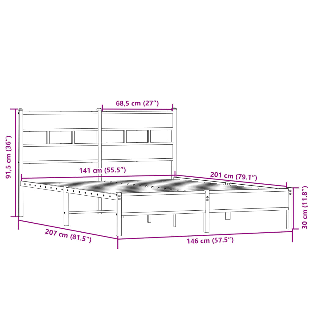 vidaXL Sengeramme uten madrass sonoma eik 140x200 cm konstruert tre