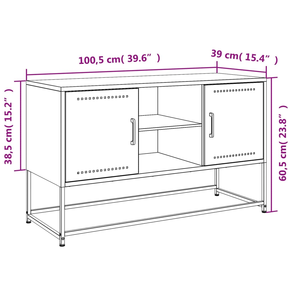 vidaXL TV-benk rosa 100,5x39x60,5 cm stål