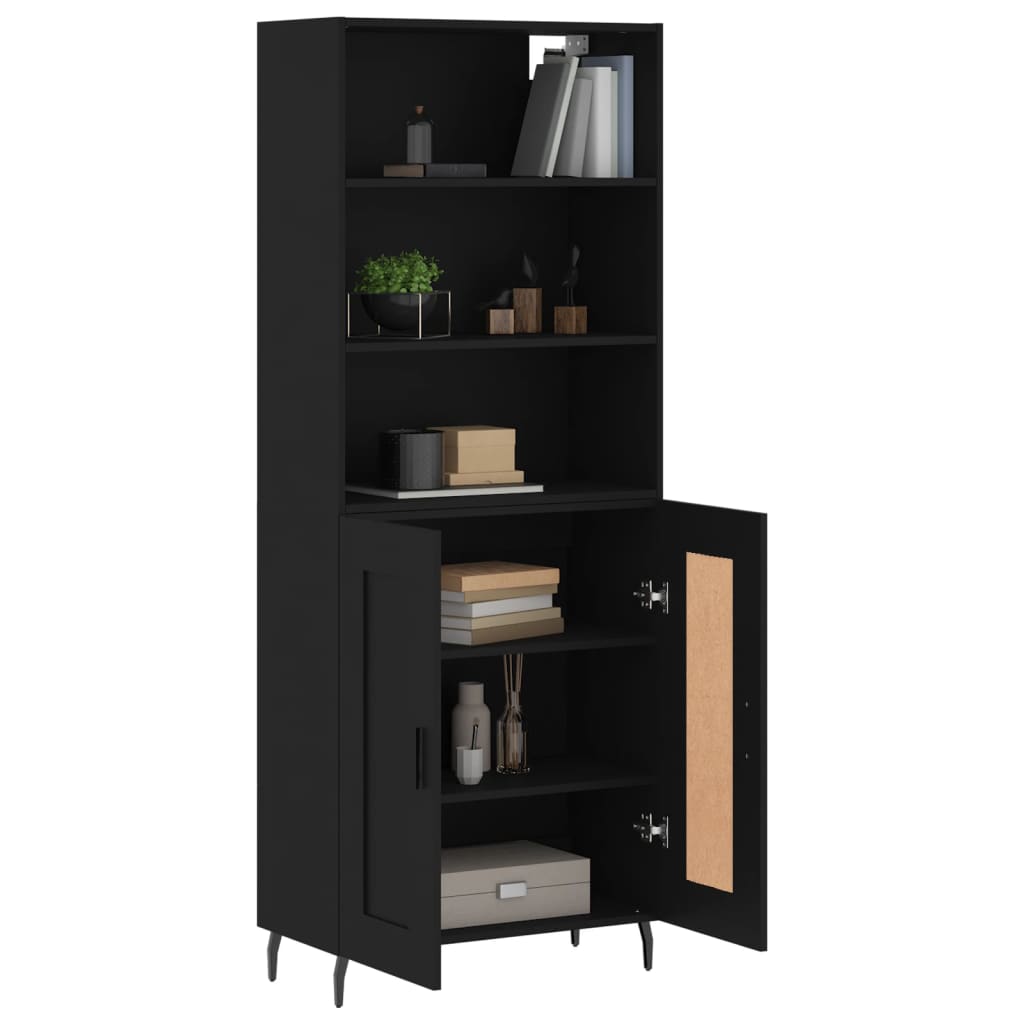 vidaXL Highboard svart 69,5x34x180 cm konstruert tre