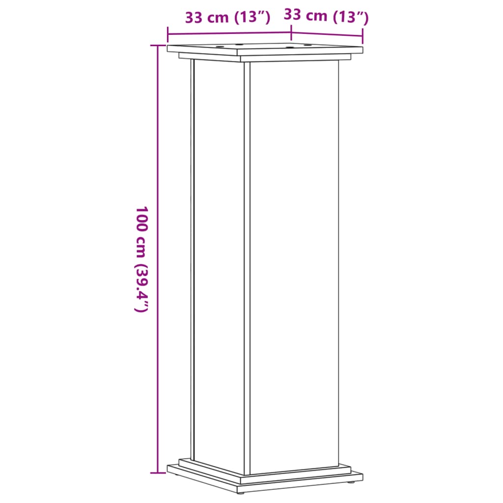 vidaXL Plantestativ gammelt tre 33x33x100 cm konstruert tre