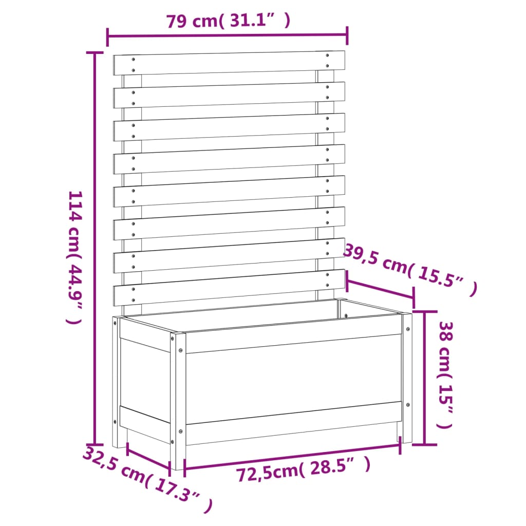 vidaXL Hageplantekasse med stativ 79x39,5x114 cm heltre furu