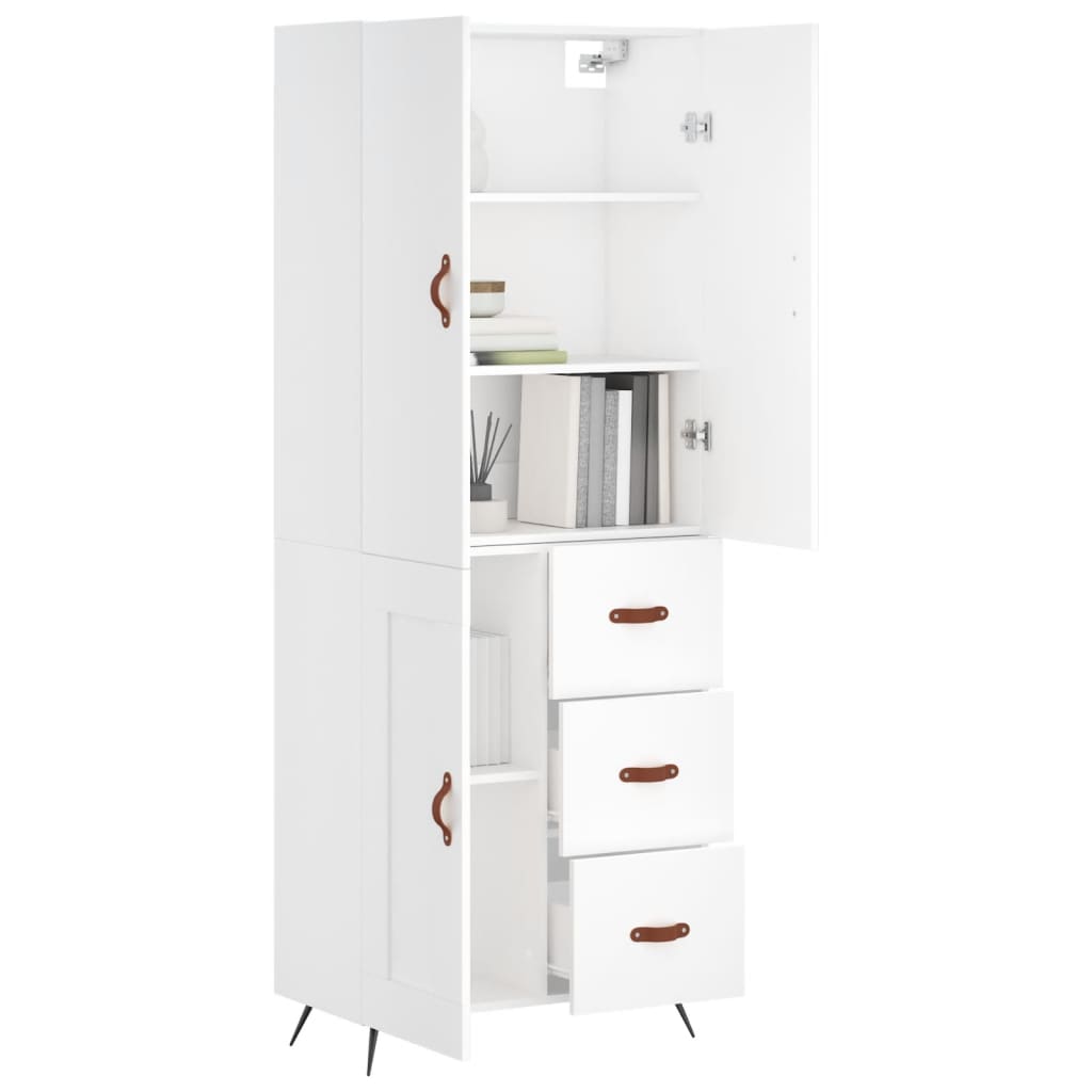 vidaXL Highboard hvit 69,5x34x180 cm konstruert tre