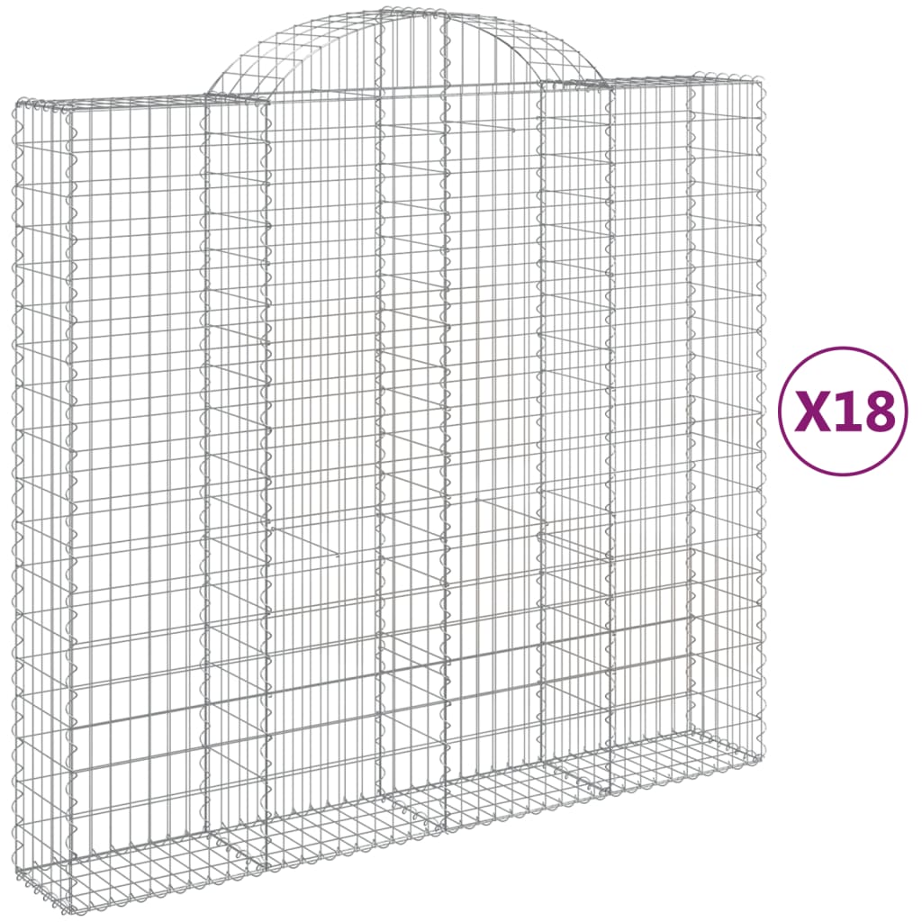 vidaXL Gabionkurver buede 18 stk 200x50x180/200 cm galvanisert jern