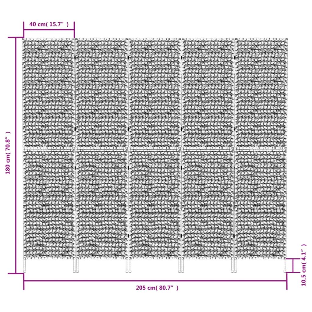 vidaXL Romdeler 5 paneler brun 205x180 cm vannhyasint