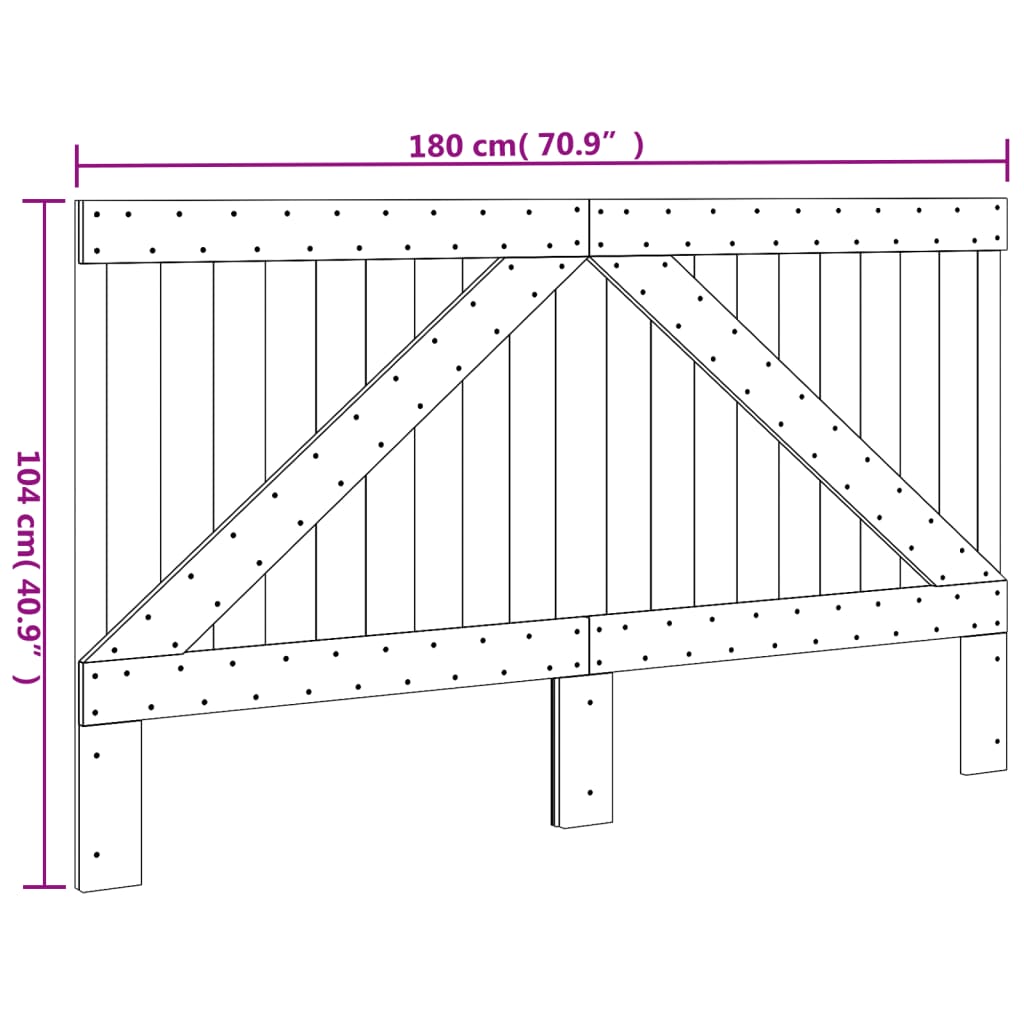 vidaXL Sengegavl 180x104 cm heltre furu