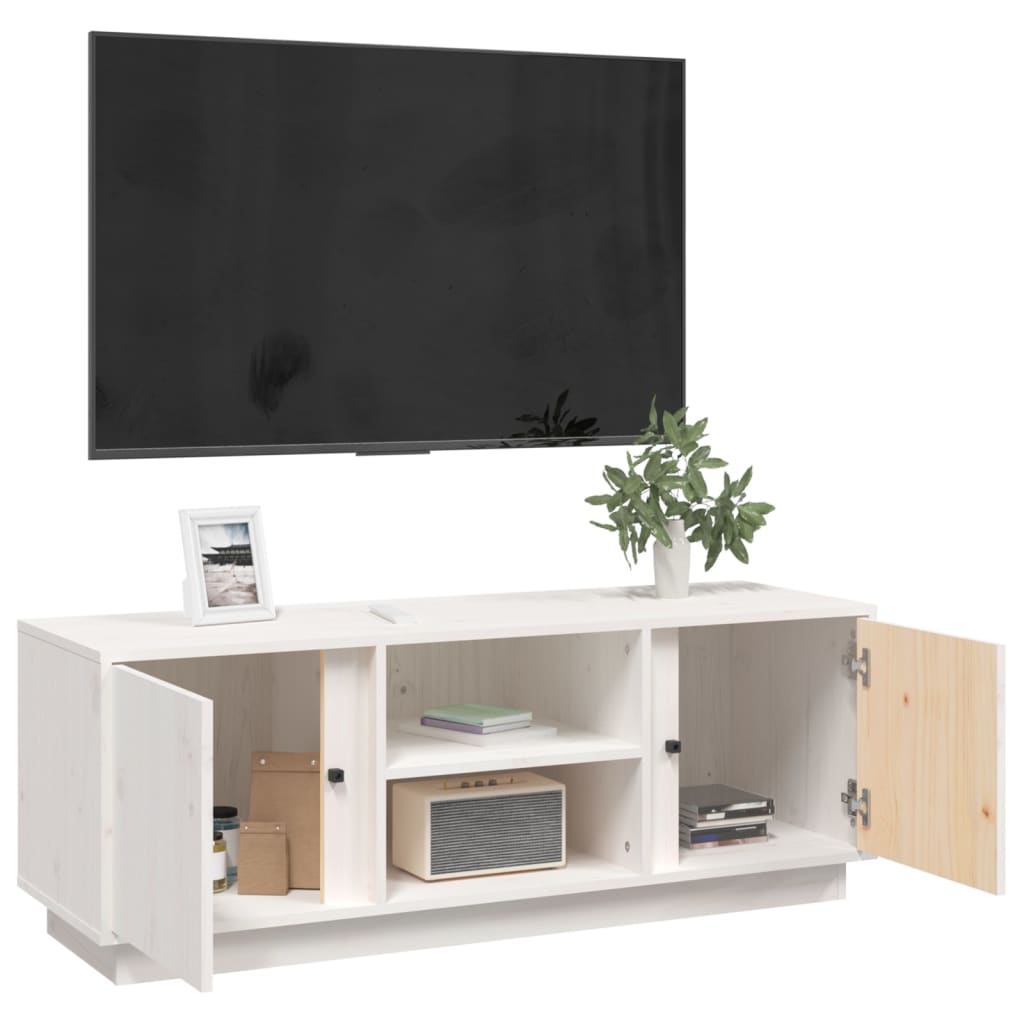 vidaXL TV-benk hvit 110x35x40,5 cm heltre furu