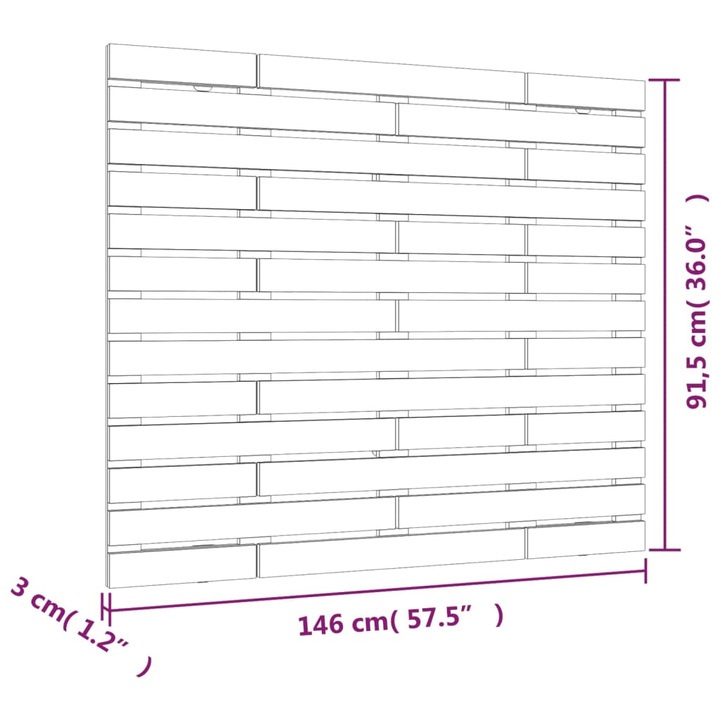 vidaXL Veggmontert hodegavl honningbrun 146x3x91,5 cm heltre furu