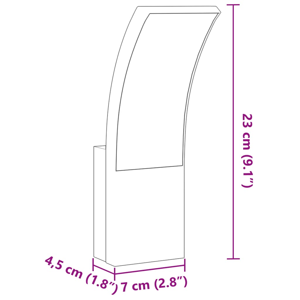 vidaXL Veggmonterte LED-utelamper 2 stk svart støpt aluminium