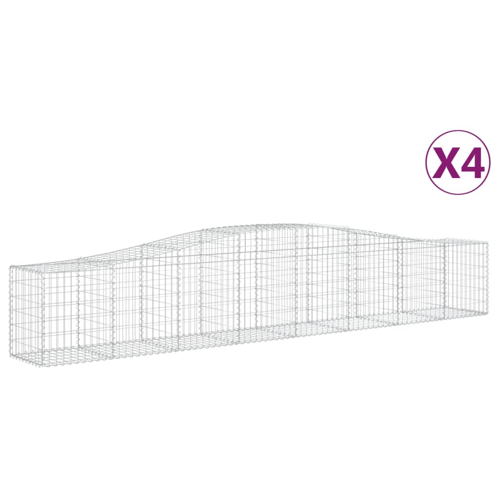 vidaXL Gabionkurver buede 4 stk 400x50x60/80 cm galvanisert jern