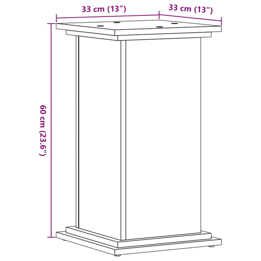 vidaXL Plantestativ røkt eik 33x33x60 cm konstruert tre