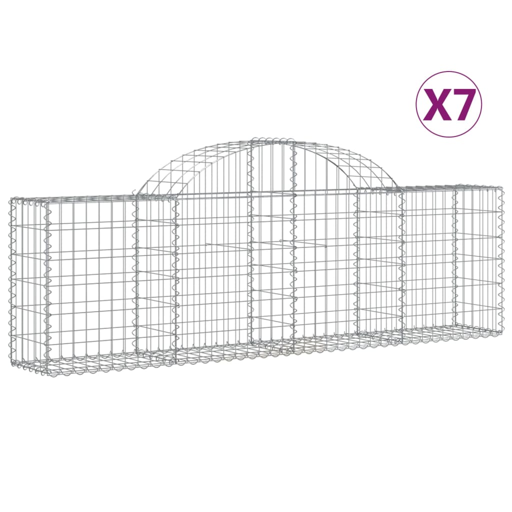 vidaXL Gabionkurver buede 7 stk 200x30x60/80 cm galvanisert jern