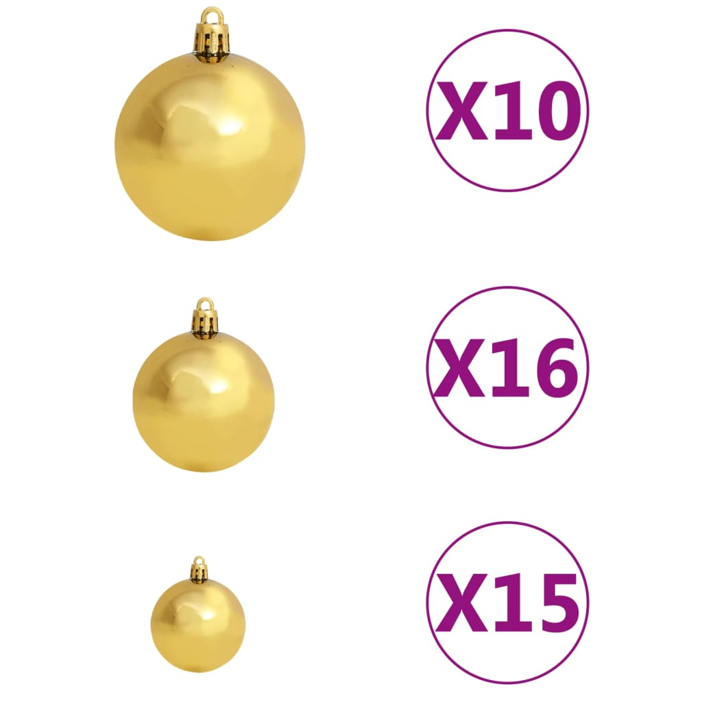 vidaXL Forhåndsbelyst kunstig juletre med kulesett hvit 210 cm PVC