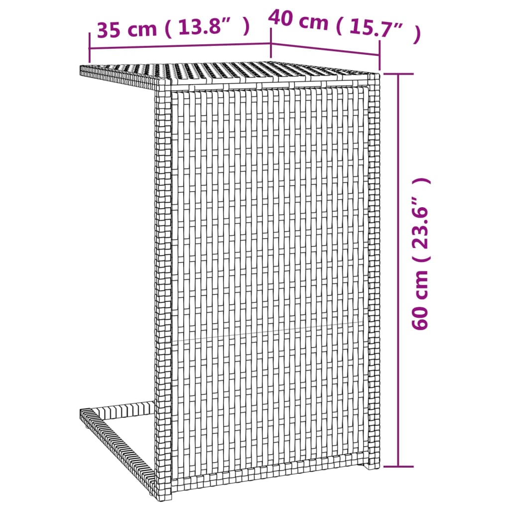 vidaXL C-bord brun 40x35x60 cm polyrotting