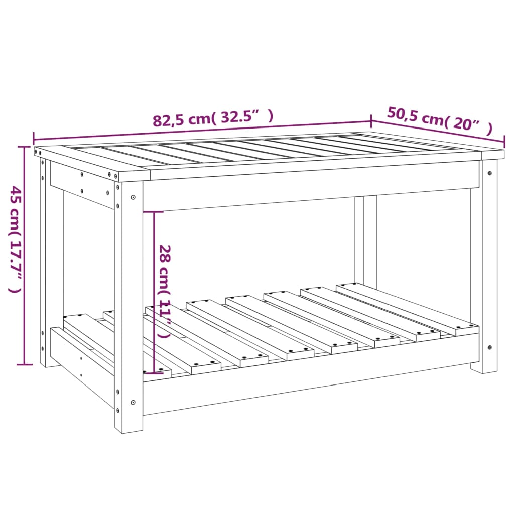 vidaXL Hagebord grå 82,5x50,5x45 cm heltre furu