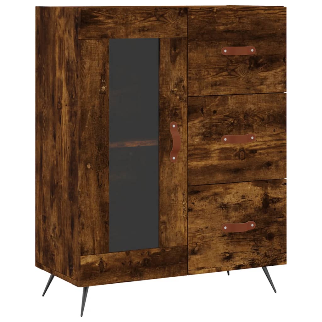 vidaXL Highboard røkt eik 69,5x34x180 cm konstruert tre