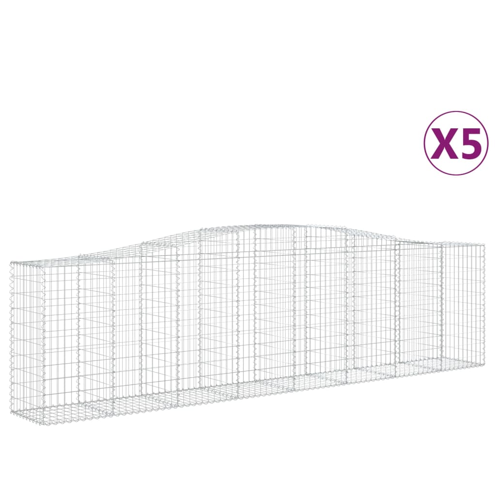 vidaXL Gabionkurver buede 5 stk 400x50x100/120 cm galvanisert jern