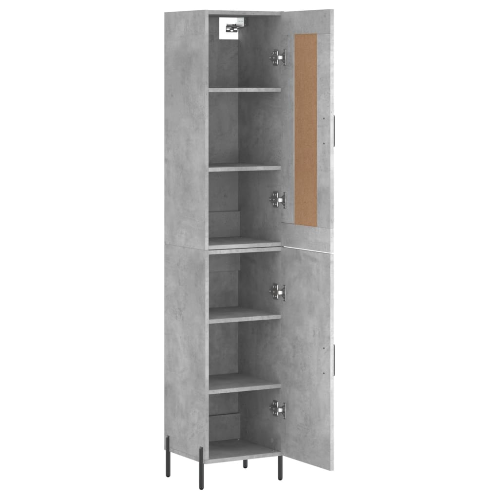 vidaXL Highboard betonggrå 34,5x34x180 cm konstruert tre