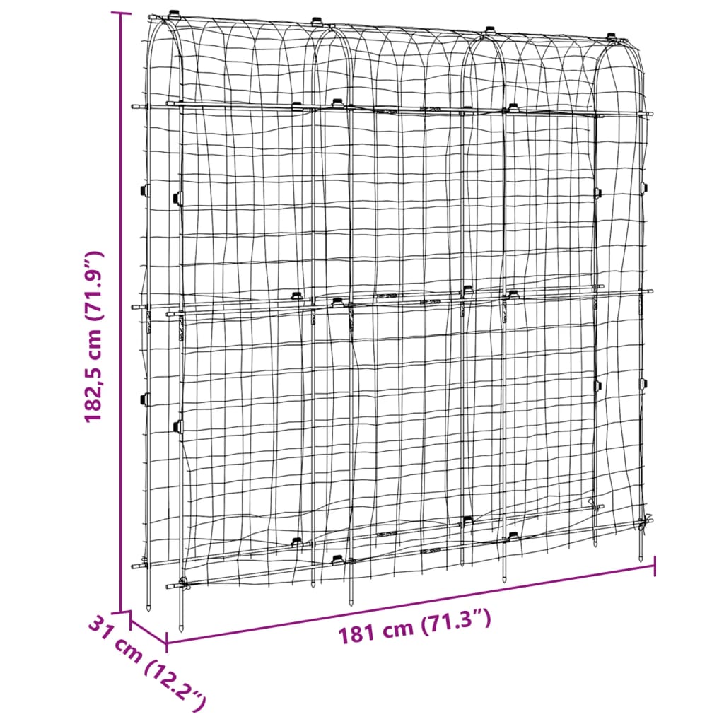 vidaXL Hageespalier for klatreplanter U-form 181x31x182,5 cm stål