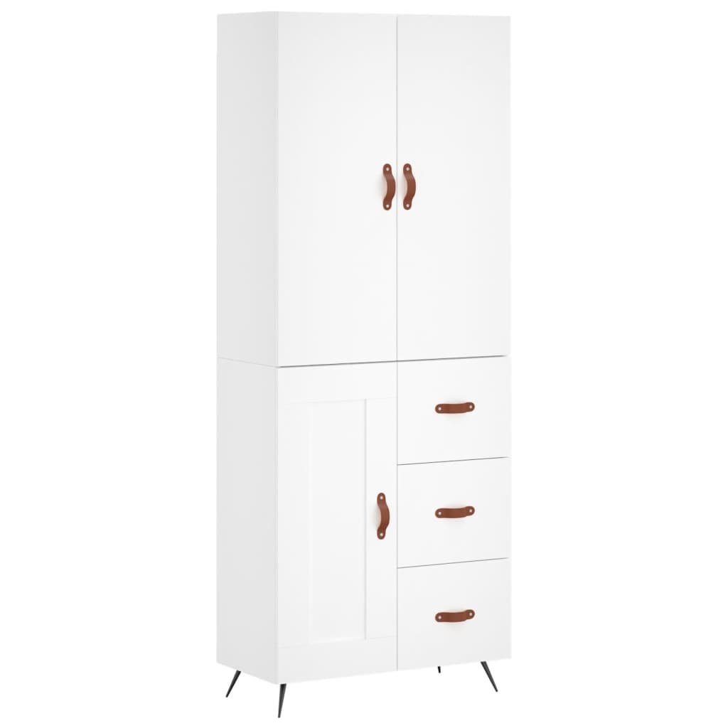 vidaXL Highboard hvit 69,5x34x180 cm konstruert tre