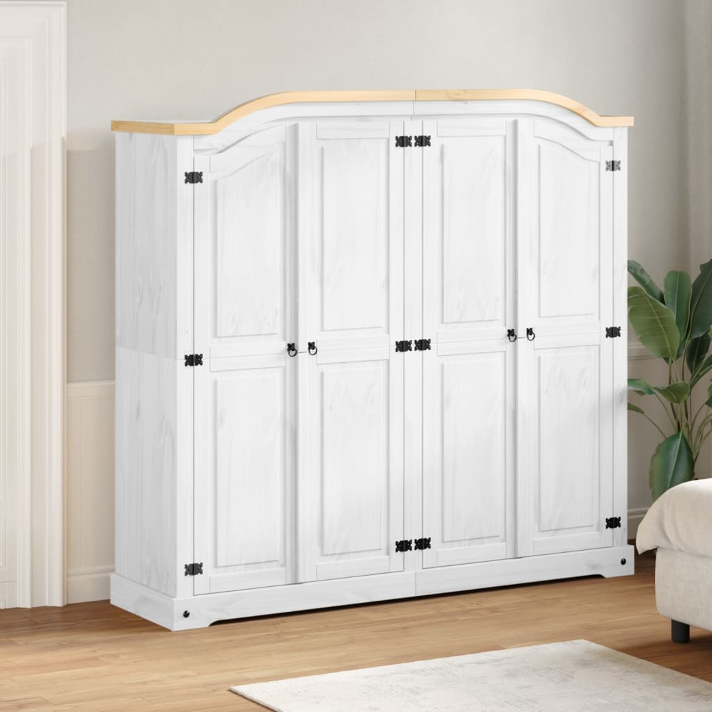 vidaXL Garderobe Corona hvit 194x52x186 cm heltre furu