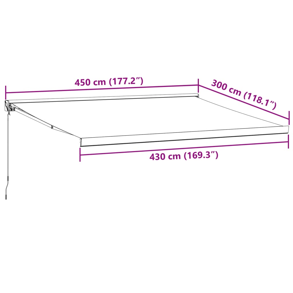 vidaXL Manuell uttrekkbar markise brun 450x300 cm