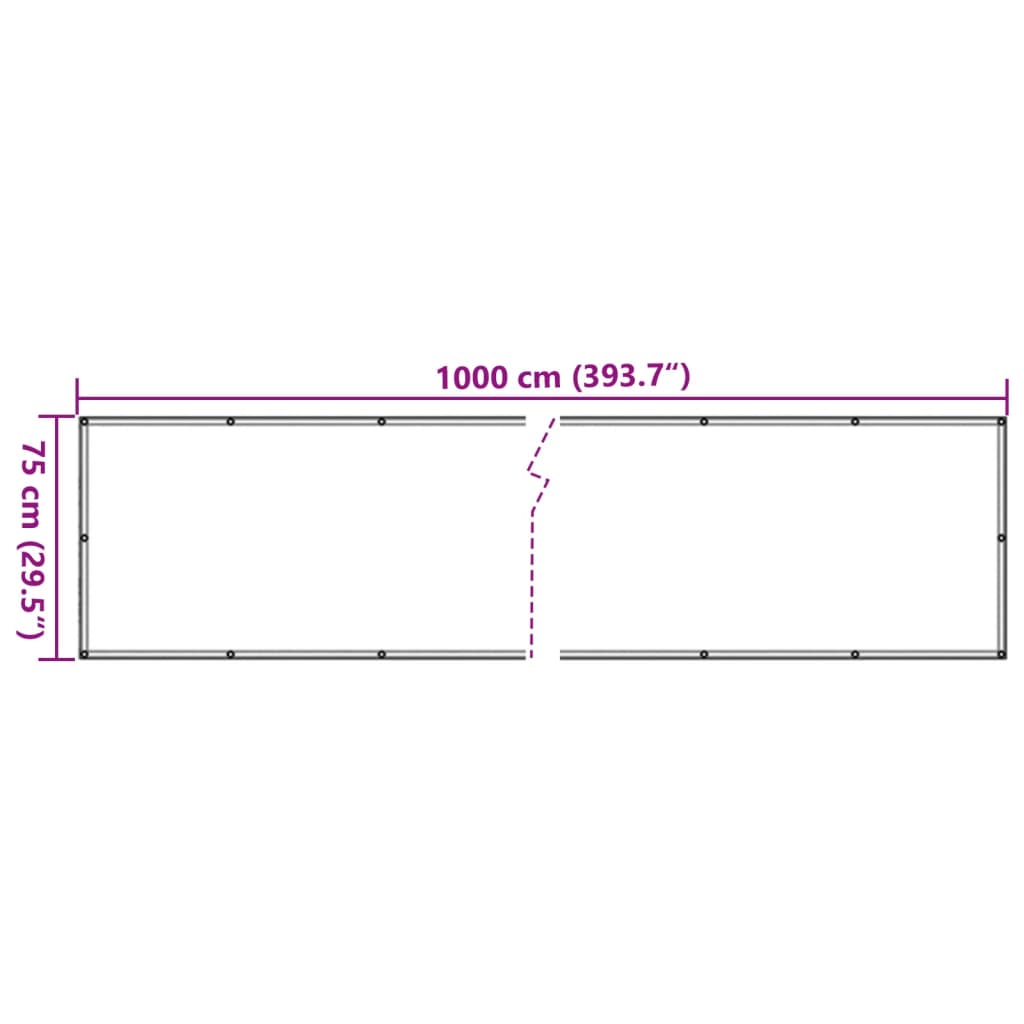 vidaXL Balkongskjerm antrasitt 1000x75 cm PVC