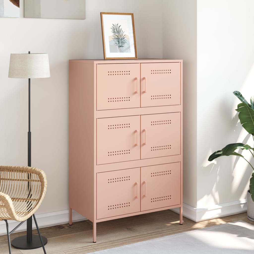 vidaXL Highboard rosa 68x39x113 cm stål