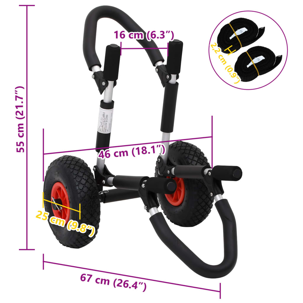 vidaXL Kajakktralle sammenleggbar 45 kg aluminium