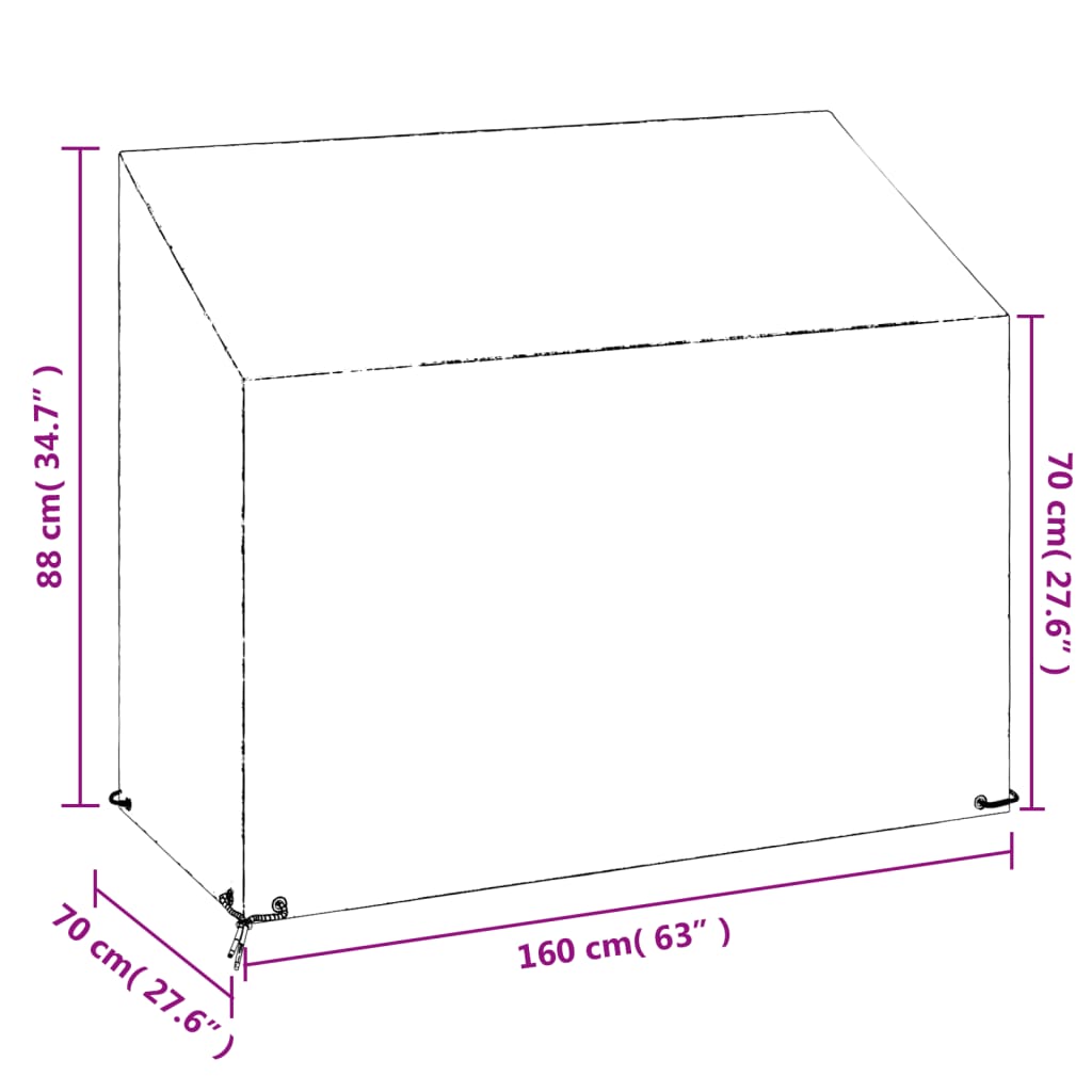 vidaXL Trekk til hagebenk 8 maljer 160x70x70/88 cm polyetylen