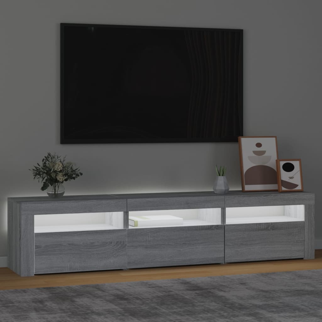 vidaXL TV-benk med LED-lys grå sonoma 180x35x40 cm