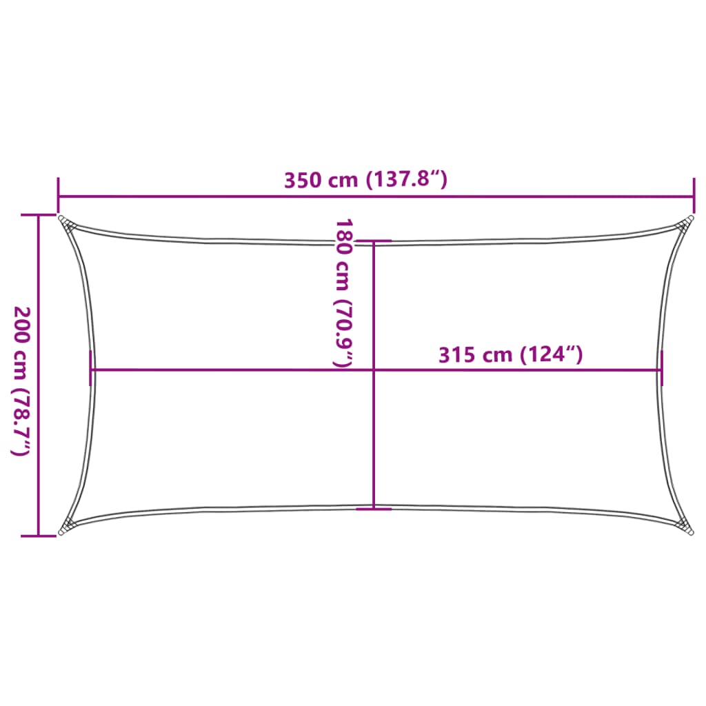 vidaXL Solseil 160 g/m² rektangulær sand 2x3,5 m HDPE